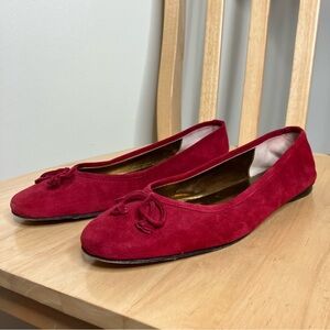Saks Fifth Avenue Made in Italy red suede Italian  leather flats 9